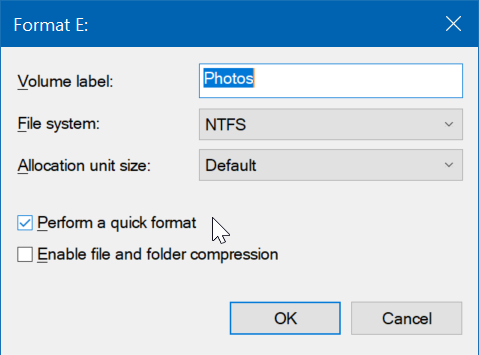 format drives or partitions in Windows 10 pic5