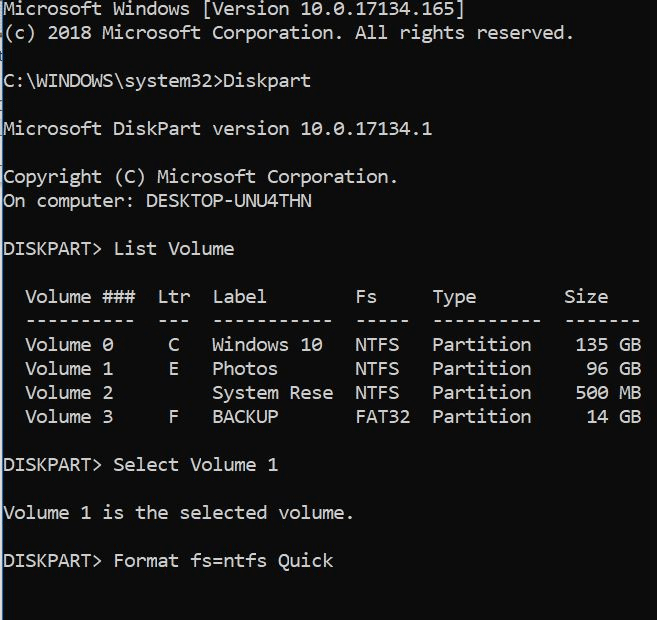 format drives or partitions in Windows 10 pic6