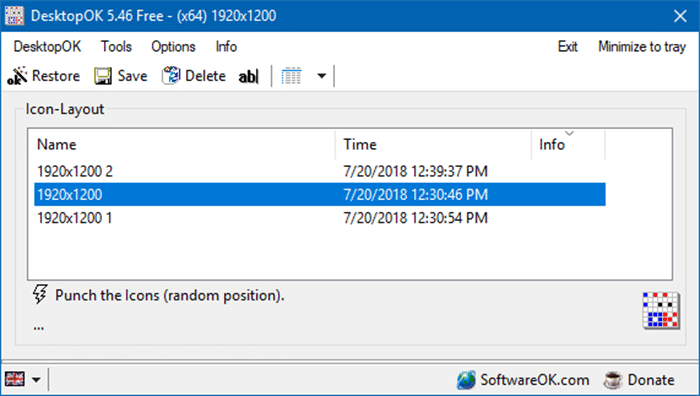 free tools to save and restore desktop icon positions in Windows 10 pic1