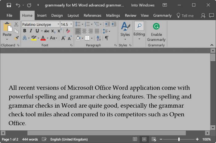 grammarly advanced grammer checker for Word pic1