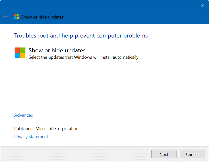 hide Windows updates Windows 10