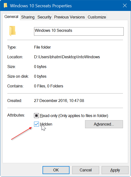hide file and folders in Windows 10 pic2