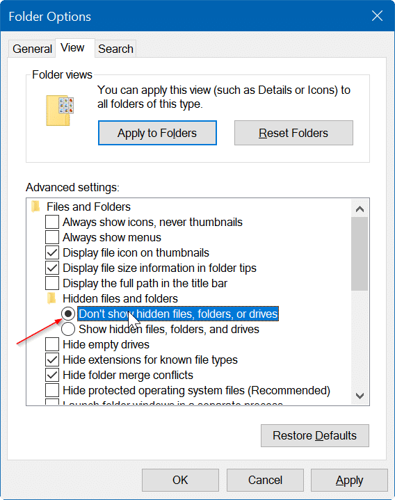 hide file and folders in Windows 10 pic5