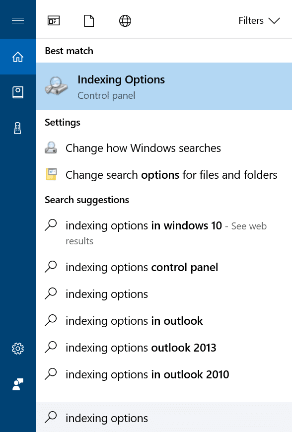 hide files and folders from search results in Windows 10 pic1