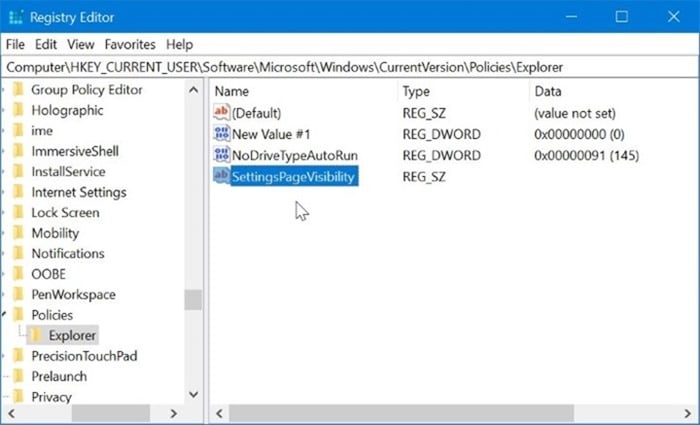 hide specific pages of Settings app in Windows 10 pic4