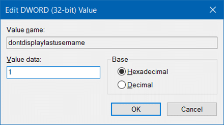 hide username email address on login screen in Windows 10 step3