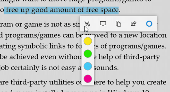 highlight text in PDF using Edge in Windows 10 pic2