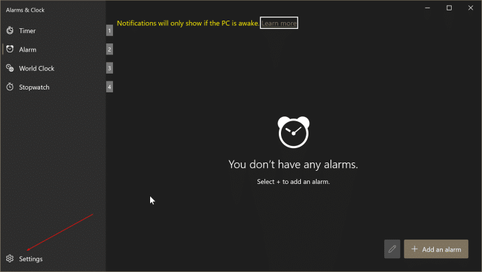 how to use alarms in Windows 10 pic9