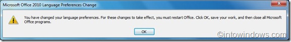 how to change office 2010 display language
