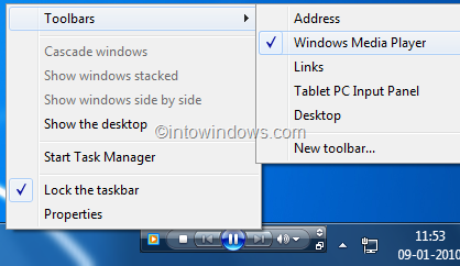Enable Windows Media Player 12 Taskbar Toolbar In Windows 7 pic6