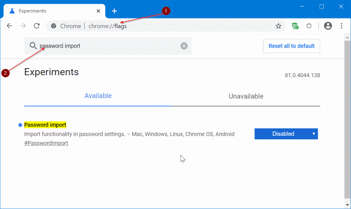 import passwords into Chrome from CSV file pic1