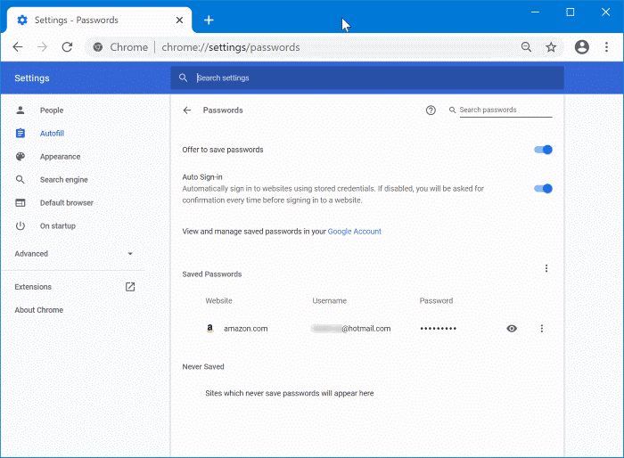 import passwords into Chrome from CSV file pic1