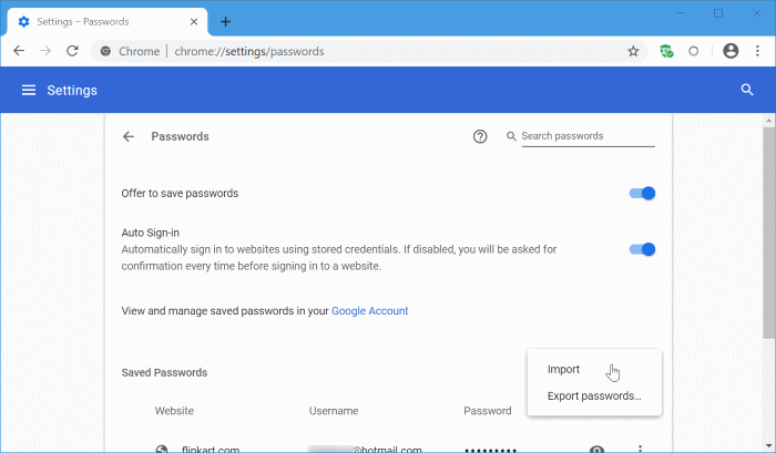 import passwords into Chrome from CSV file pic4