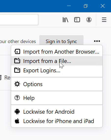 import passwords to Firefox from a CSV file pic6
