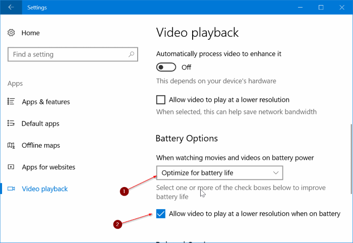 extend Windows 10 battery life while watching videos and movies