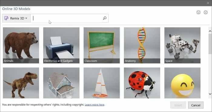 insert 3D models in Word and PowerPoint pic2