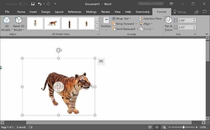 insert 3D models in Word and PowerPoint pic4