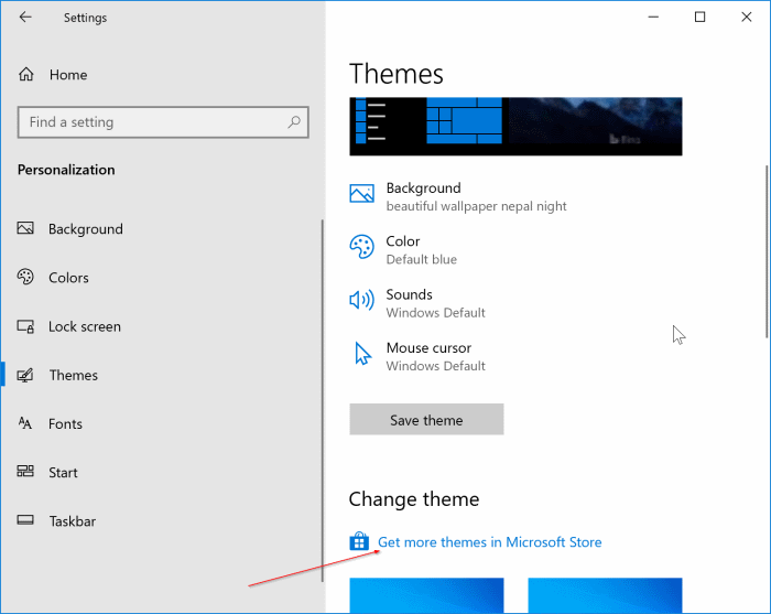 install Windows 10 themes from Store pic1