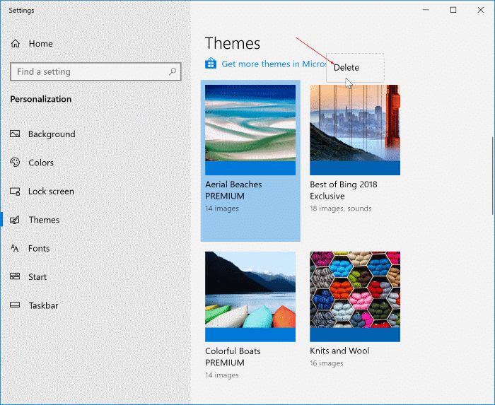 install and delete themes in Windows 10 pic1