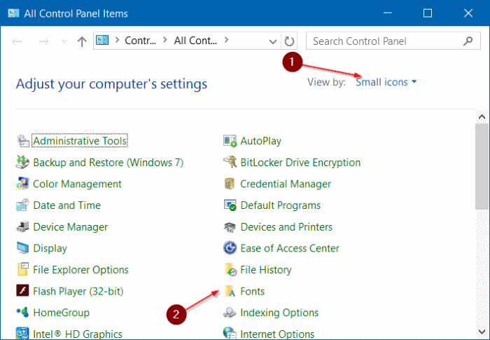 install fonts as shortcut in Windows 10 step2