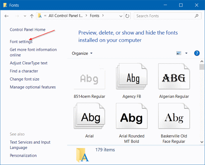 install fonts as shortcut in Windows 10 step3