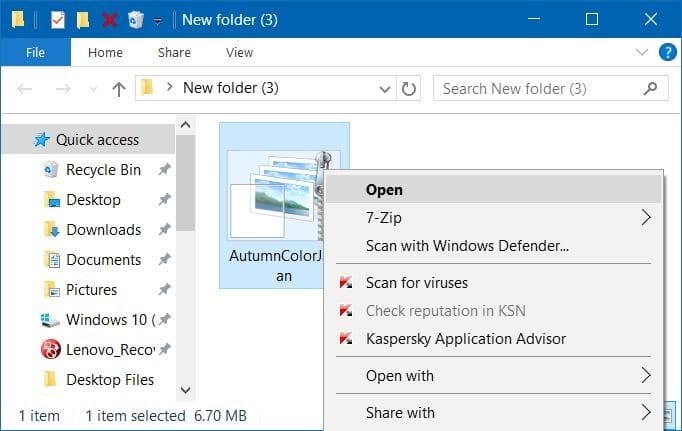 install or delete themes in Windows 10 step1