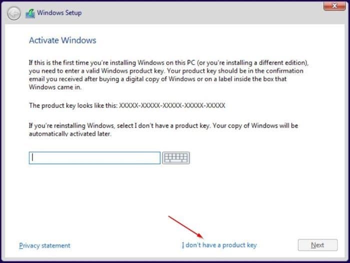 install windows 10 without entering a product key