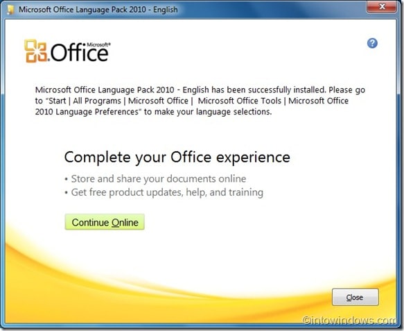 installing office 2010 language packs