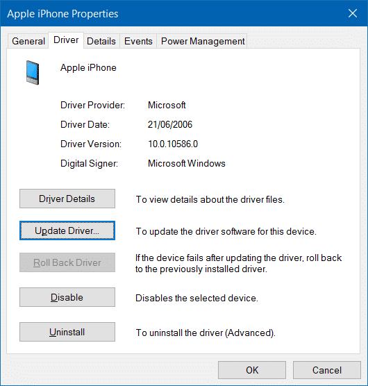 iphone not detected in Windows 10 step7