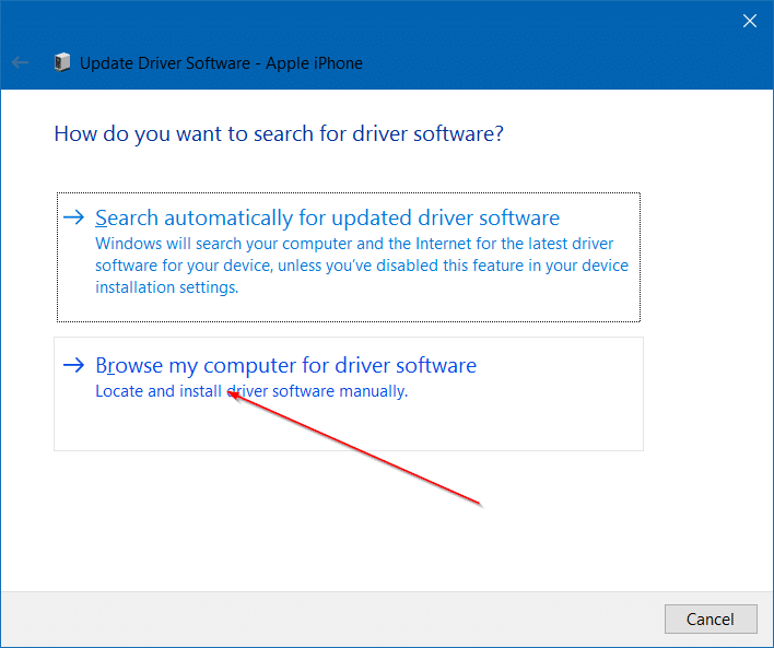 iphone not detected in Windows 10 step8