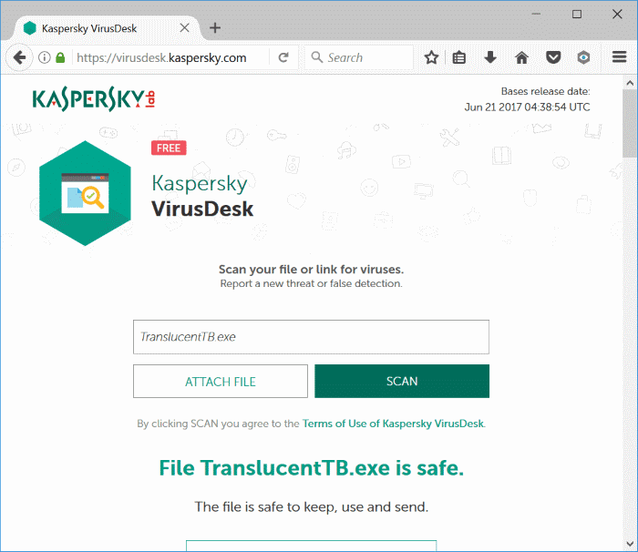 kaspersky virusdesk scan files online using kaspersky pic1