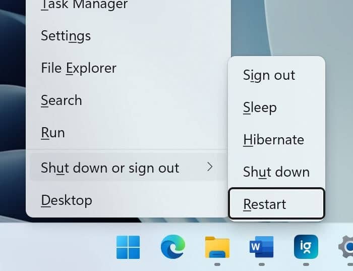 keyboard shortcut to shut down or restart Windows 11 pic2