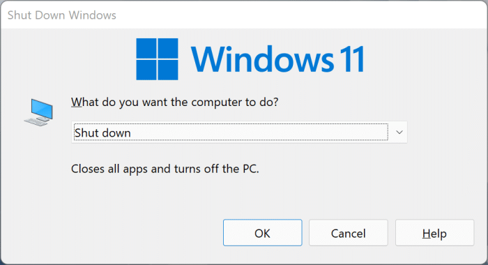 keyboard shortcut to shut down or restart Windows 11 pic3