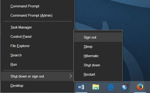 keyboard shortcuts to shutdown restart Windows 10 step2