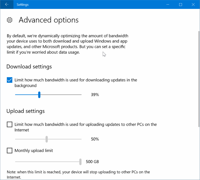 limit Windows Update bandwidth usage in Windows 10 pic4