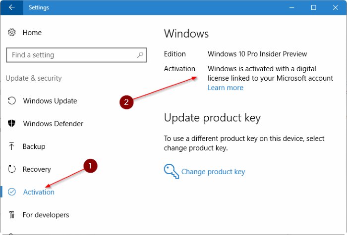 link Windows 10 license to microsoft account
