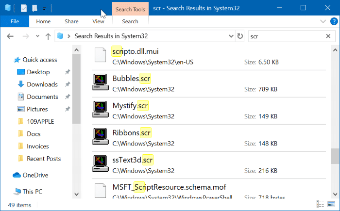 location of screensaver files in Windows 10 pic1