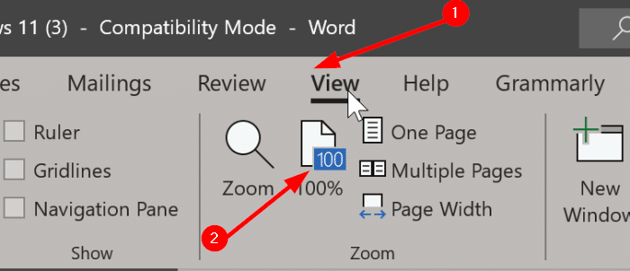 C:\Users\Test\Desktop\make Word show one page at a time1.png
