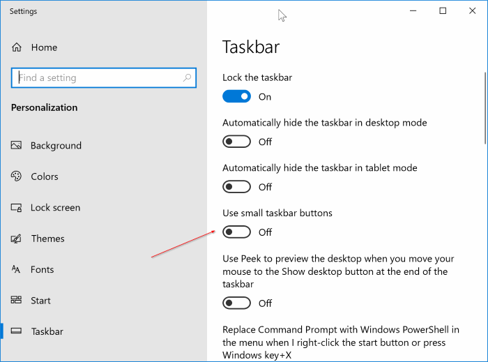 make taskbar icons bigger in Windows 10 pic1