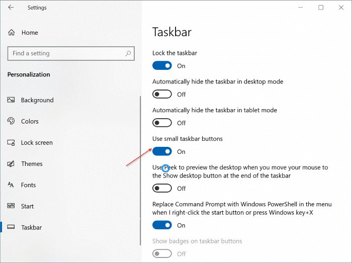 make taskbar smaller or larger in Windows 10 pic6