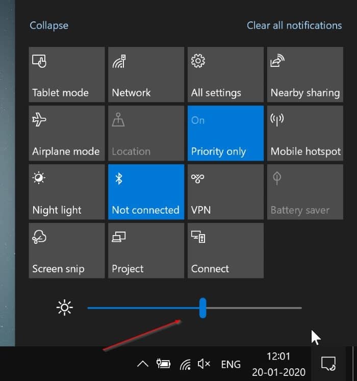 manually adjust the screen brightness in Windows 10 pic1