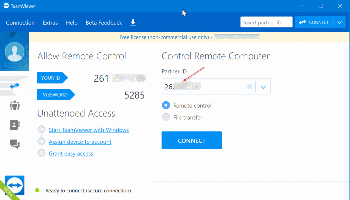 mirror iphone screen on Windows 10 PC using TeamViewer pic1