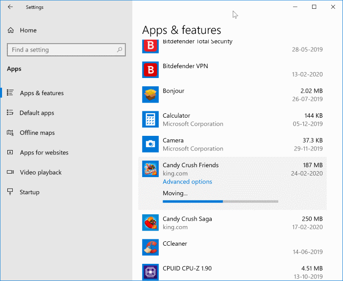 move apps to another drive, sd card or usb drive in Windows 10 pic3