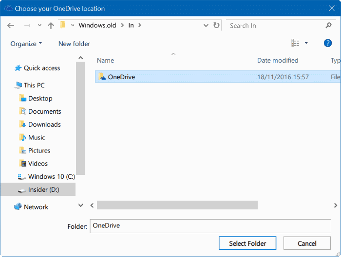 move onedrive folder in Windows 10 step14