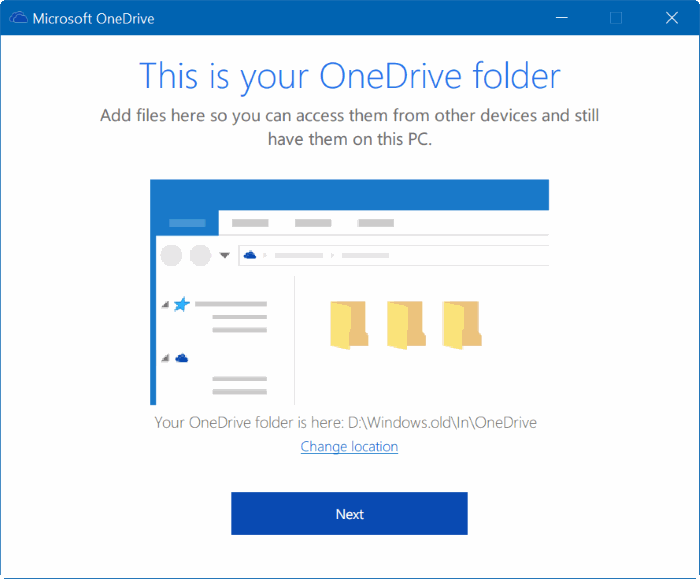 move onedrive folder in Windows 10 step16