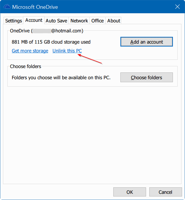 move onedrive folder in Windows 10 step2