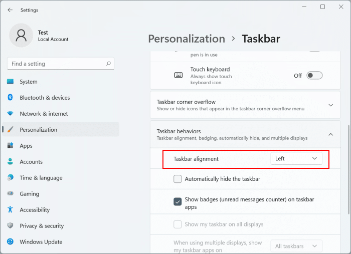 move start button to the left in Windows 11 pic3