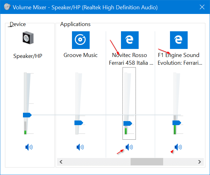 mute tabs in Microsoft Edge browser in Windows 10 pic2