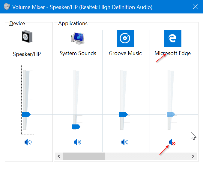 mute tabs in Microsoft Edge in Windows 10