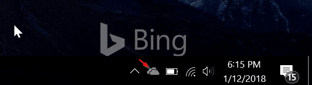 onedrive icon missing from windows 10 taskbar